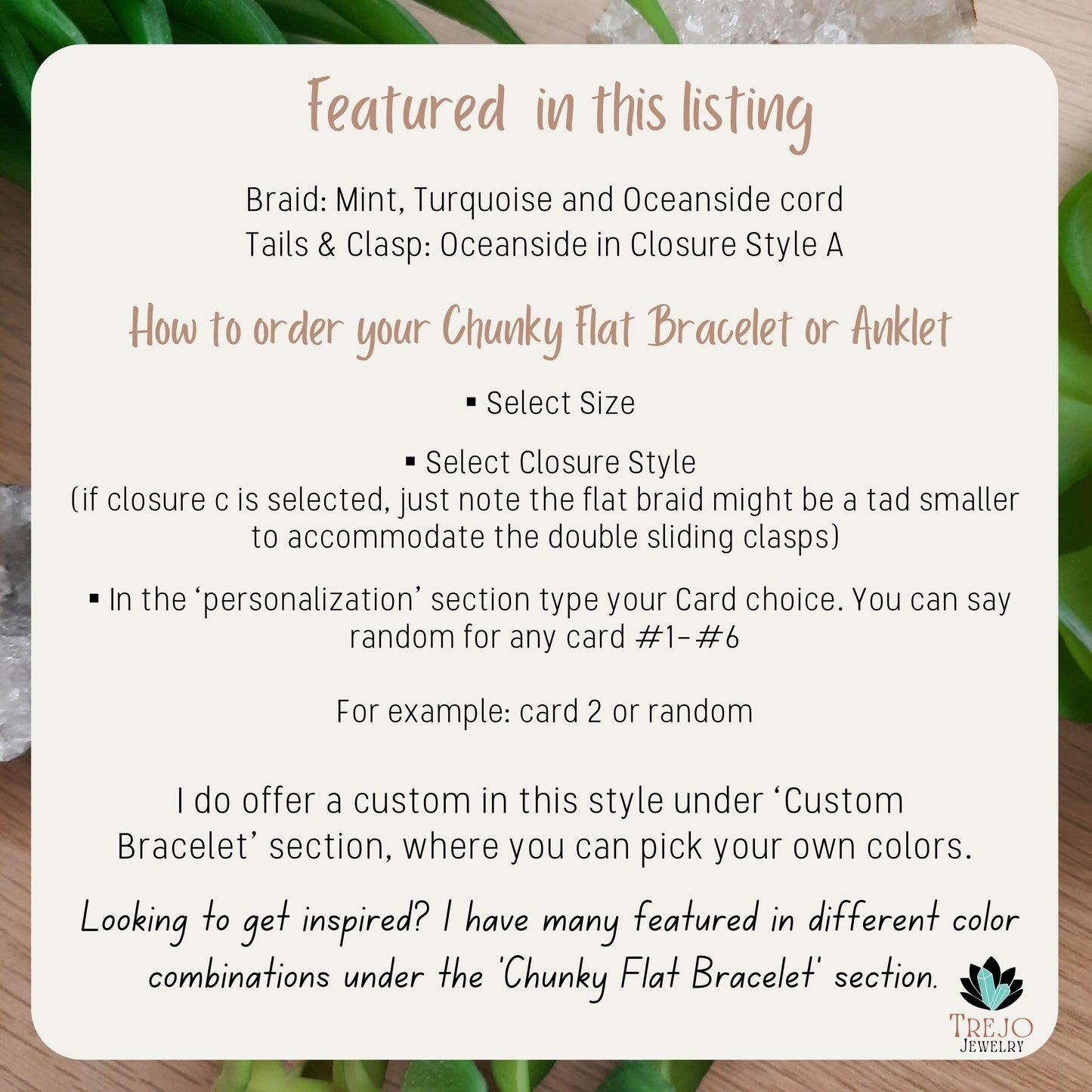 Ocean Water, Chunky Flat Bracelet or Anklet