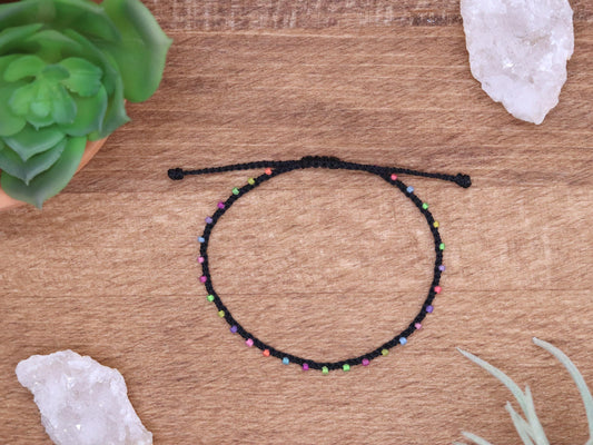 Black & Bright Multi Color Frost, Bead Braided