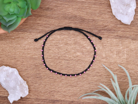 Black & Pink beads, Bead Braided