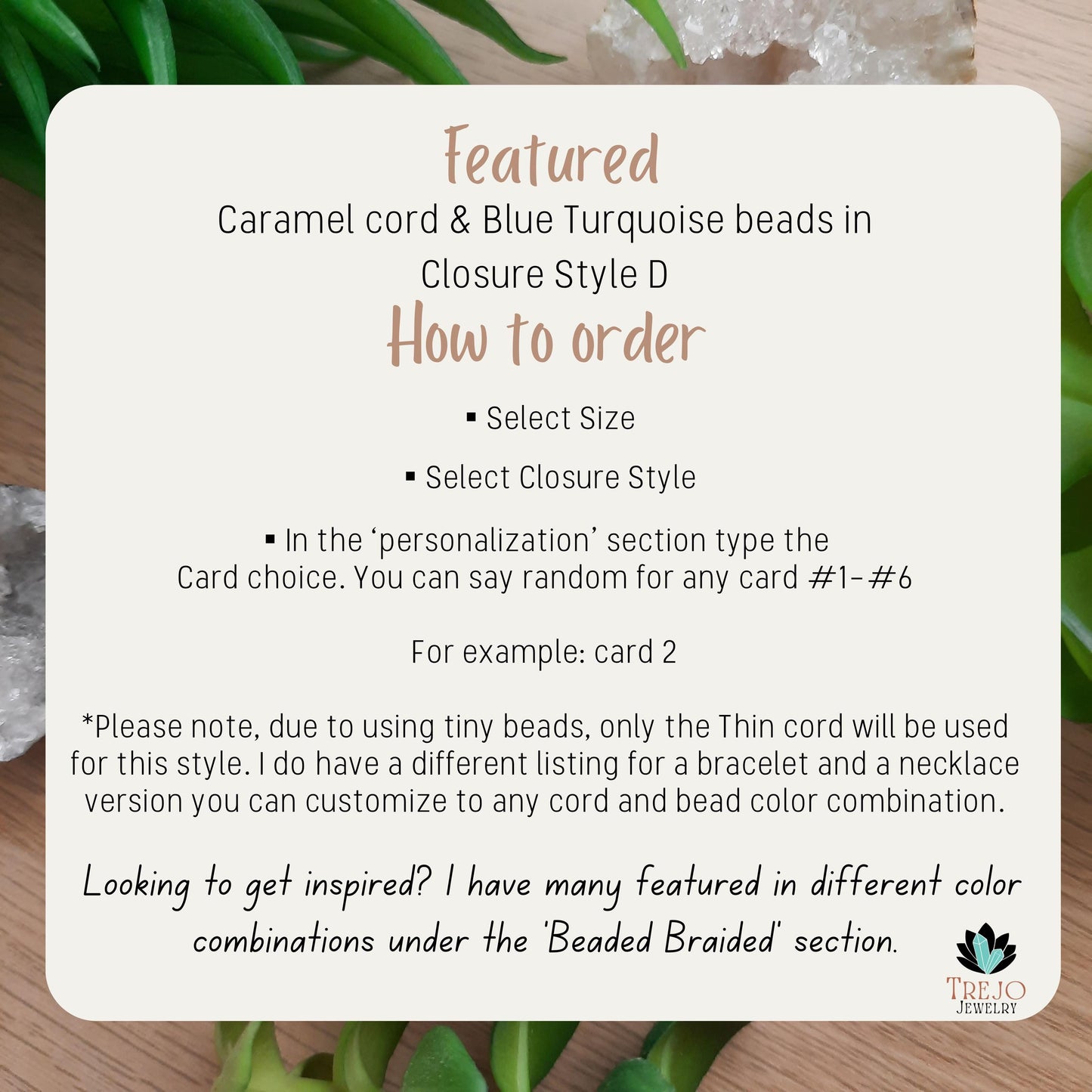 Caramel and Blue Turquoise, Bead Braided