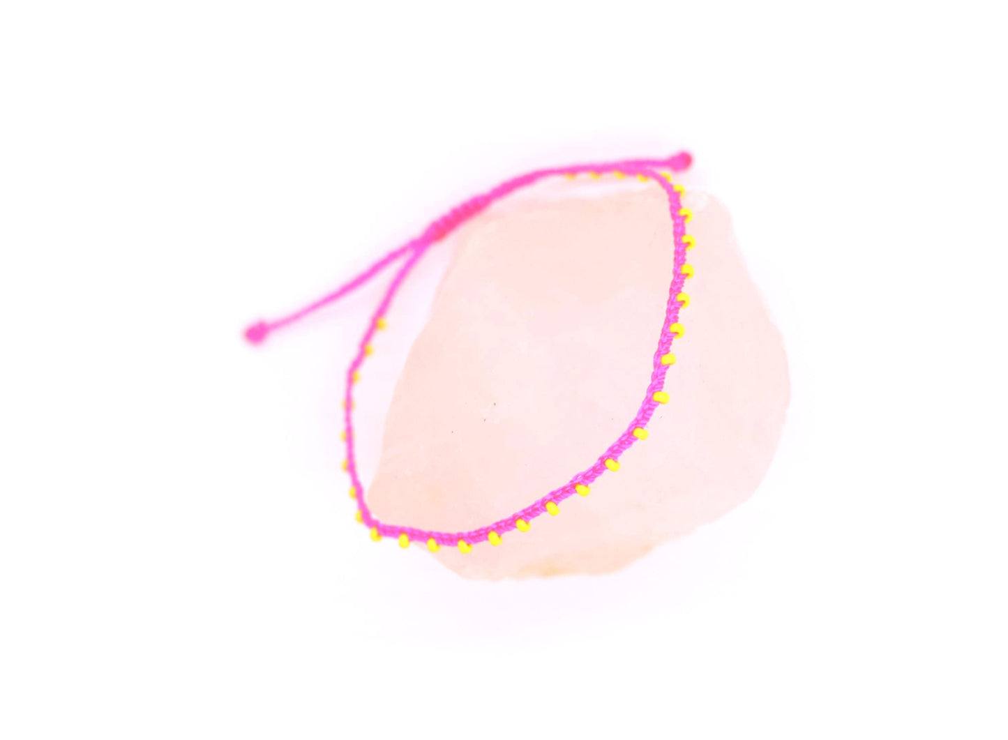 Neon Pink & Yellow, Bead Braided