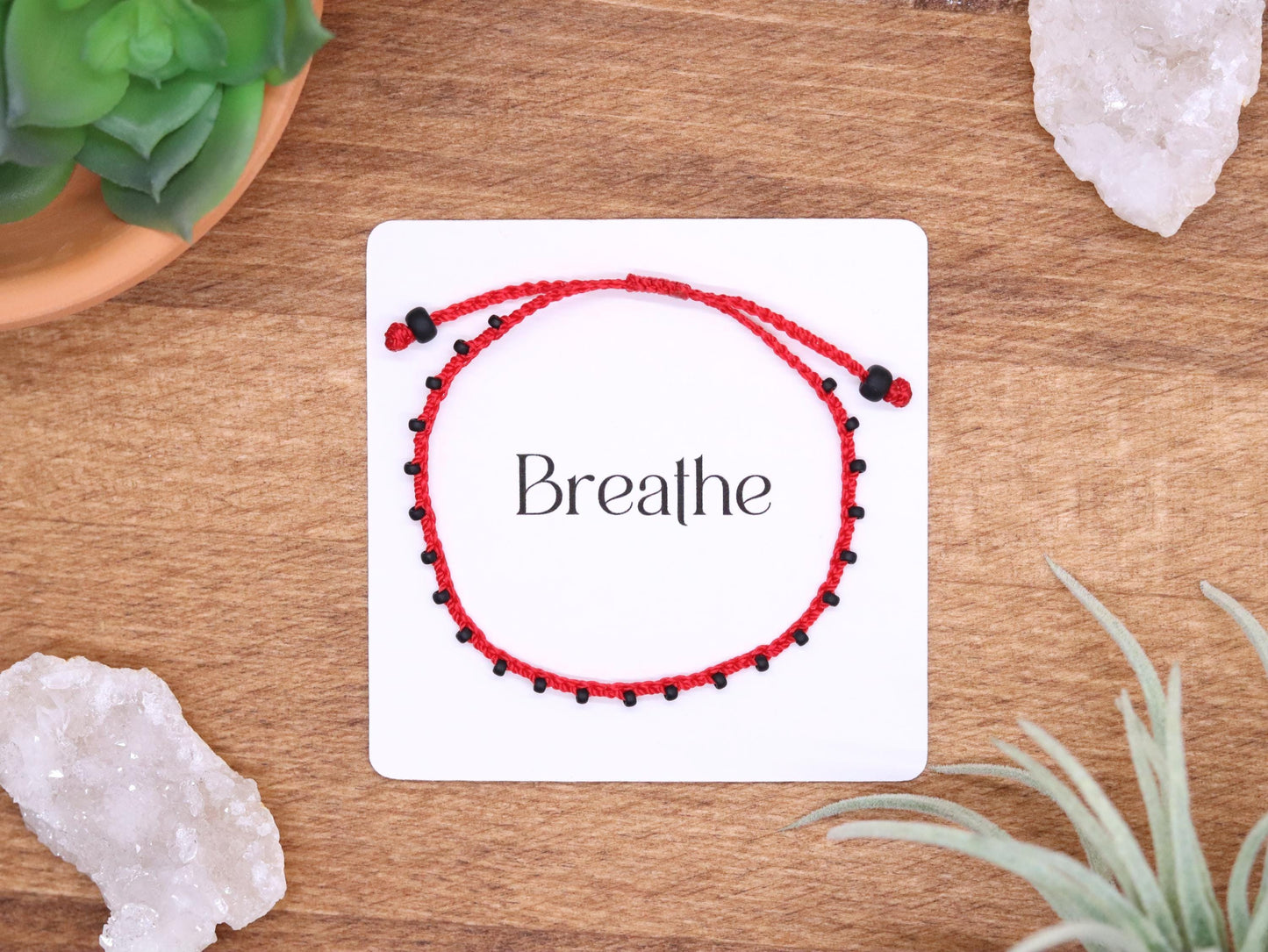 Red & Black Matte Beads, Bead Braided
