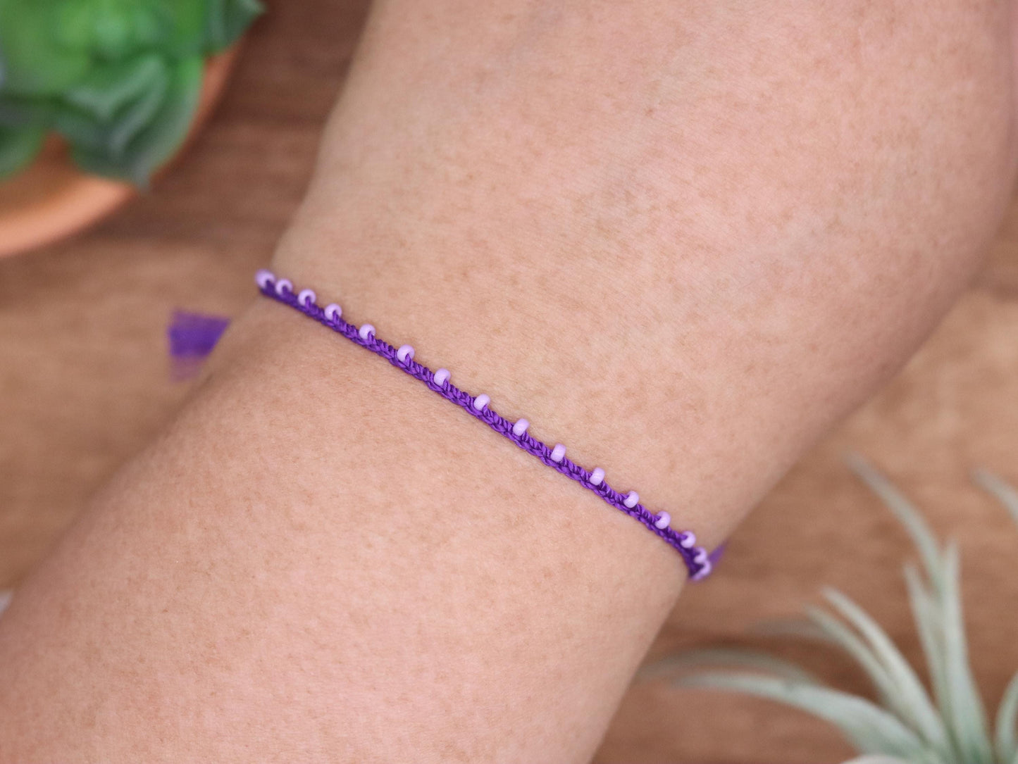 Purple and Light Purple, Bead Braided