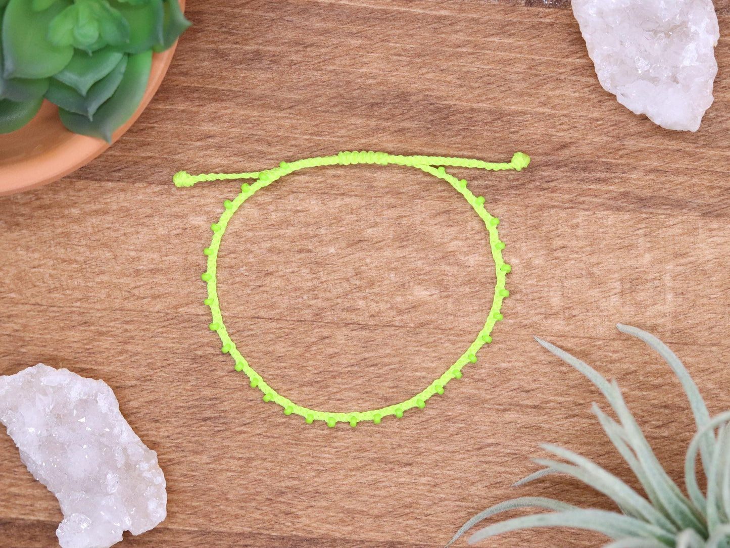 Neon Yellow and Spring Green, Bead Braided