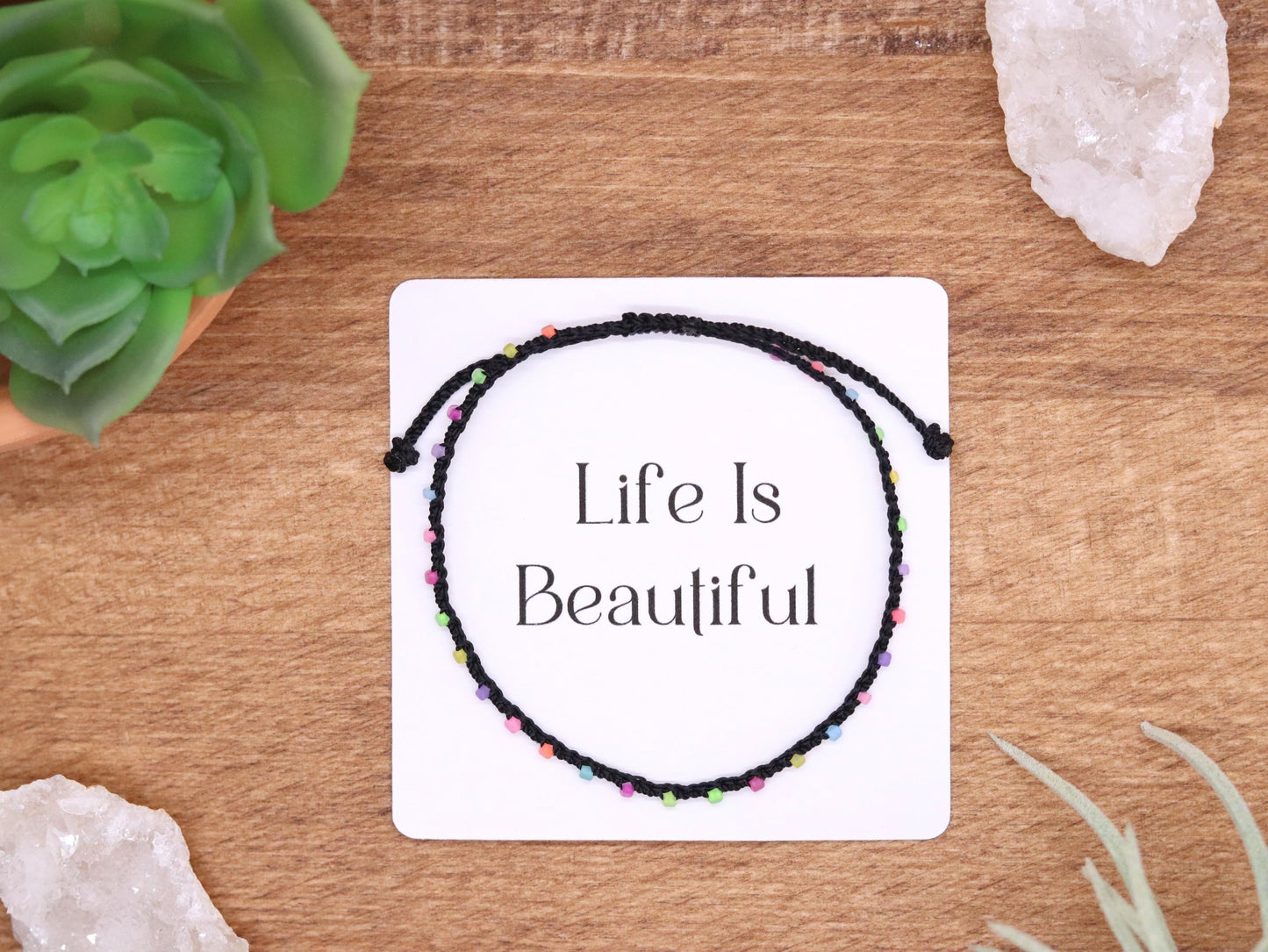 Black & Bright Multi Color Frost, Bead Braided