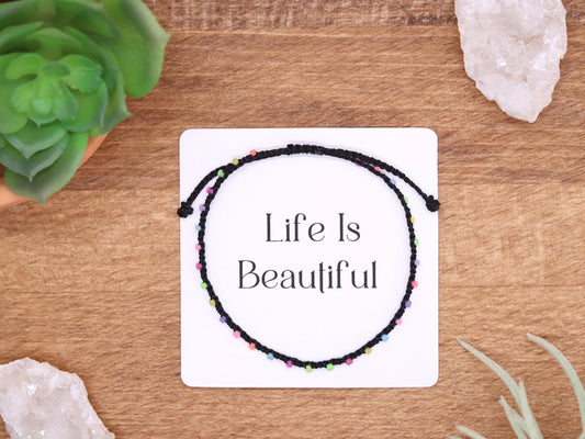 Black & Bright Multi Color Frost, Bead Braided