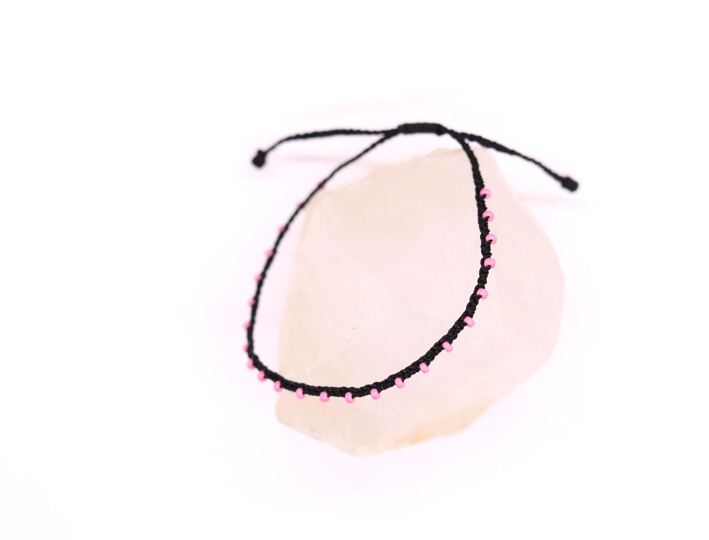 Black & Pink beads, Bead Braided