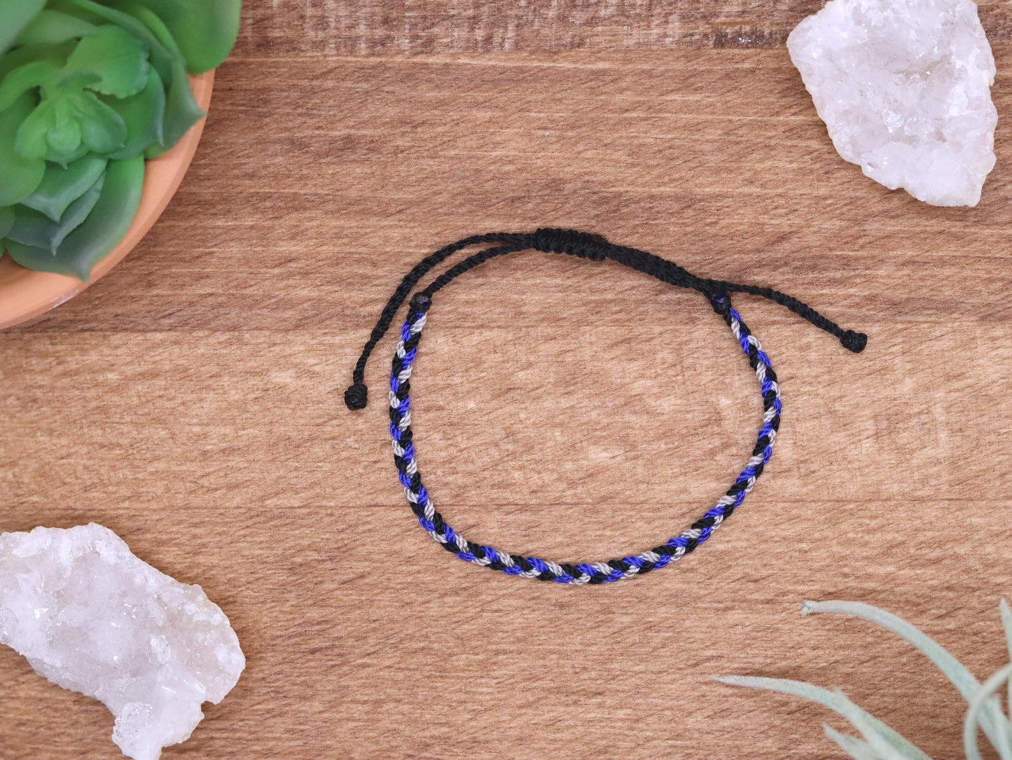Black, Grey and Royal Blue, Chunky Flat Bracelet or Anklet