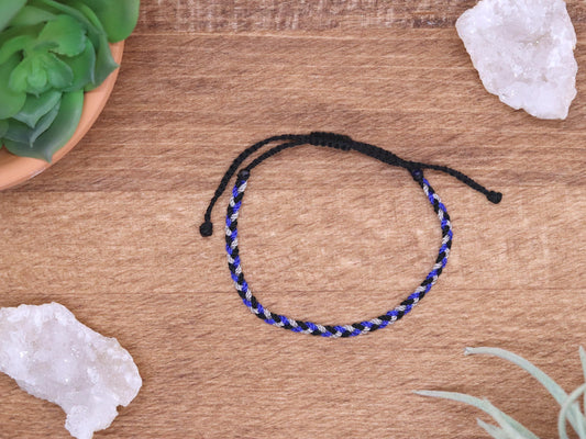 Black, Grey and Royal Blue, Chunky Flat Bracelet or Anklet