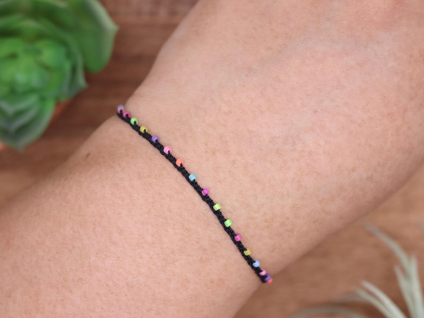 Black & Bright Multi Color Frost, Bead Braided