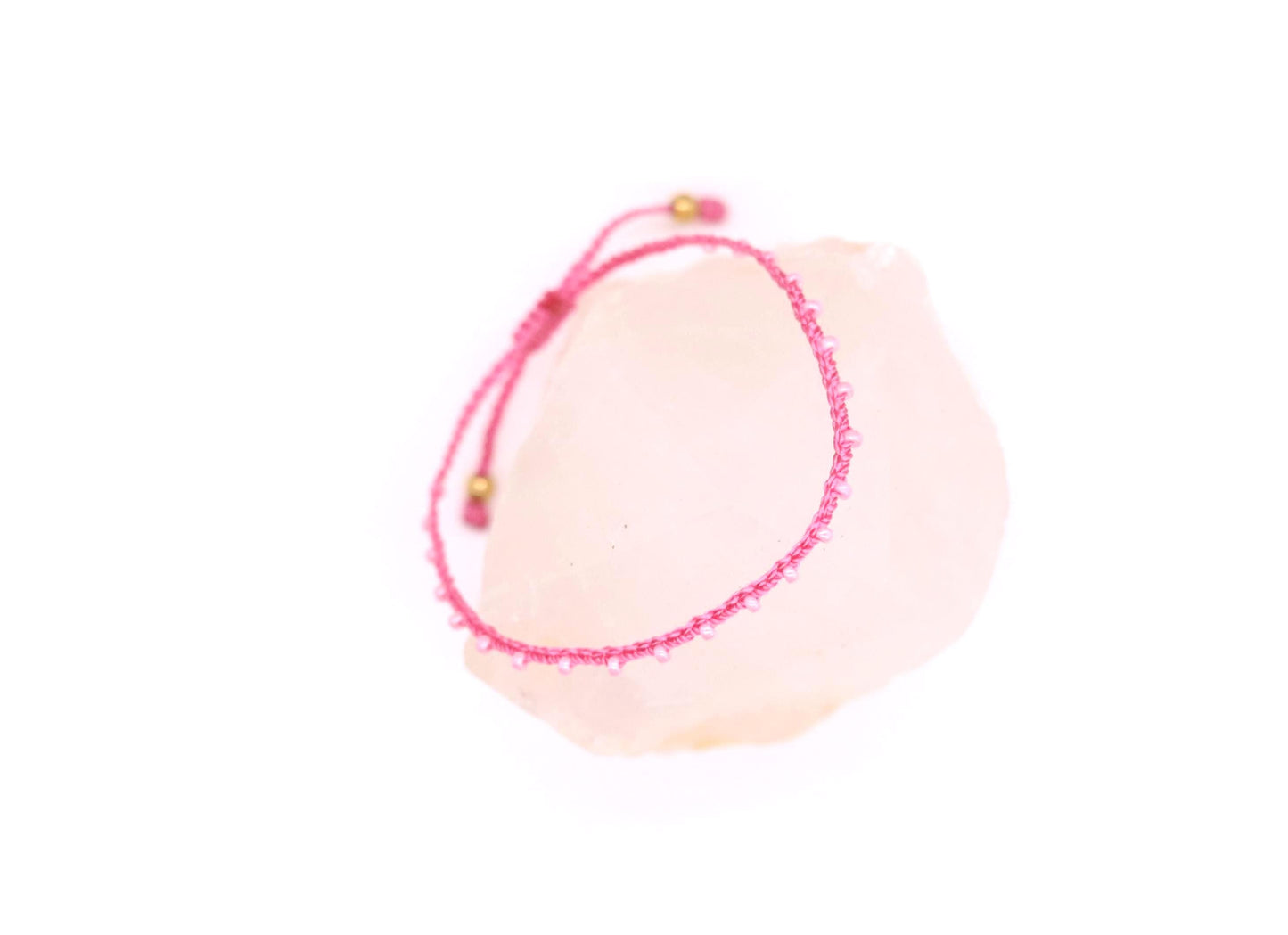 Soft Rose & Pink Luster, Bead Braided