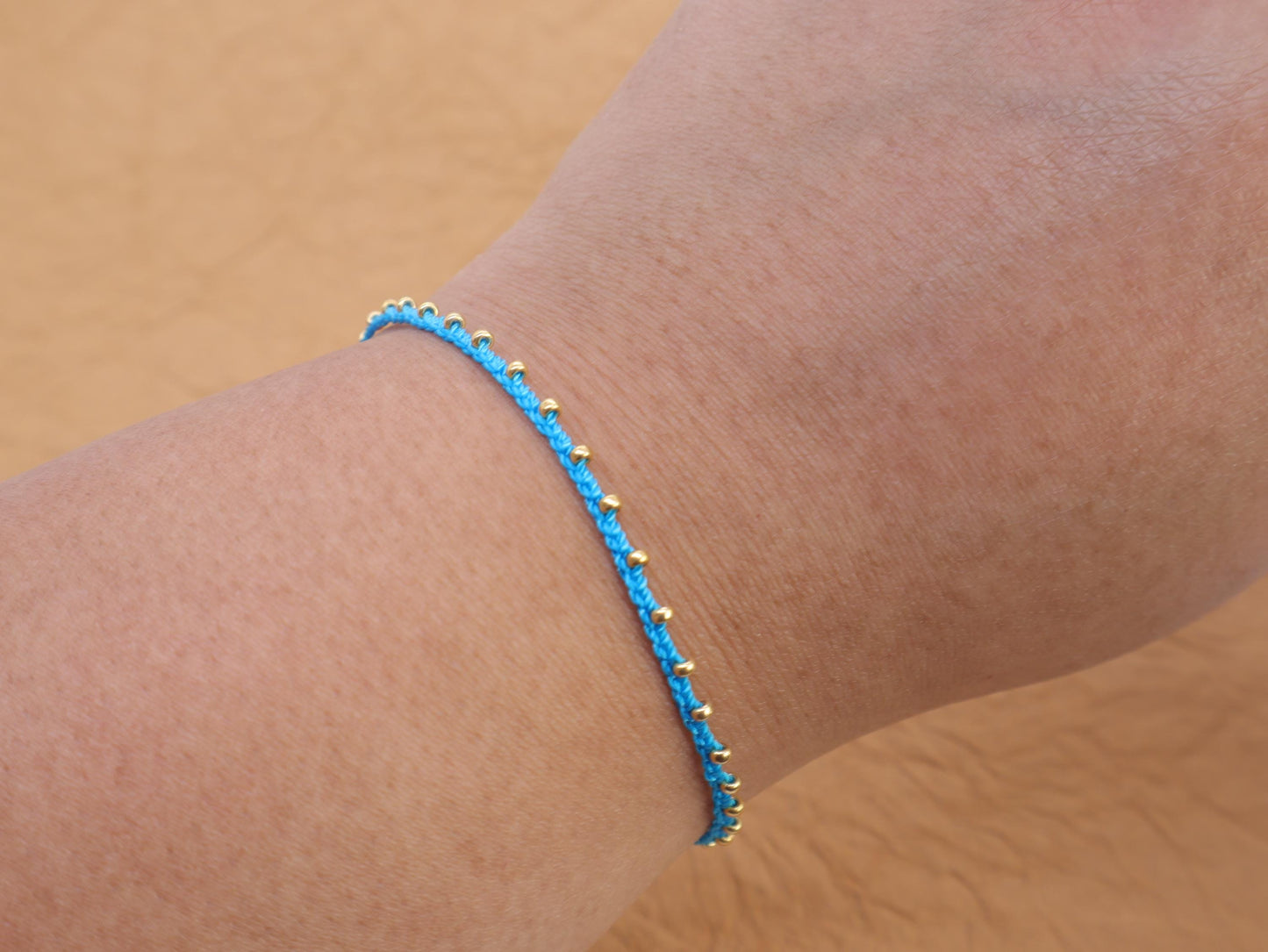 Turquoise with Gold Bead Braided Bracelet