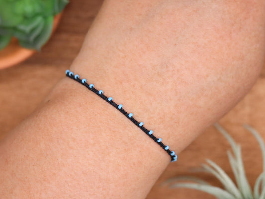 Black & Light Blue, Bead Braided
