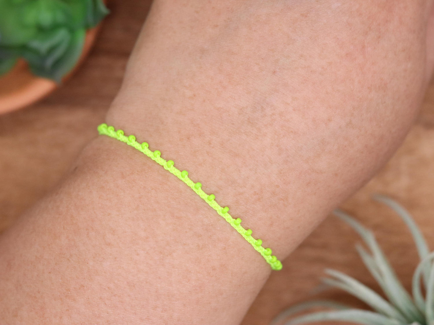 Neon Yellow and Spring Green, Bead Braided