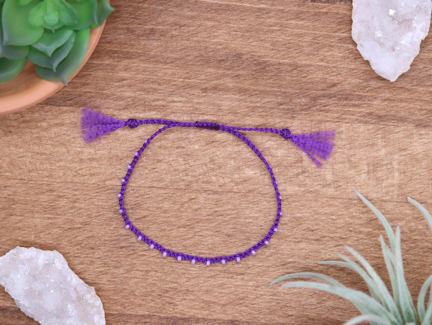 Purple and Light Purple, Bead Braided