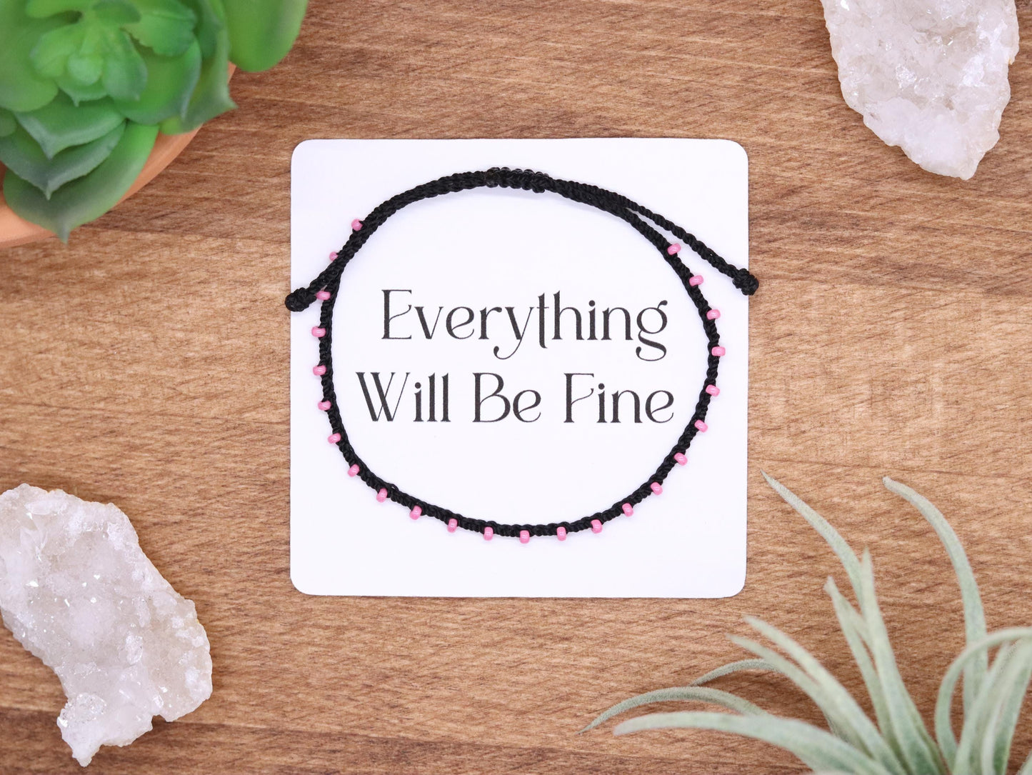 Black & Pink beads, Bead Braided