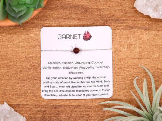 Garnet, Adjustable Cord Bracelet, Anklet, or Necklace