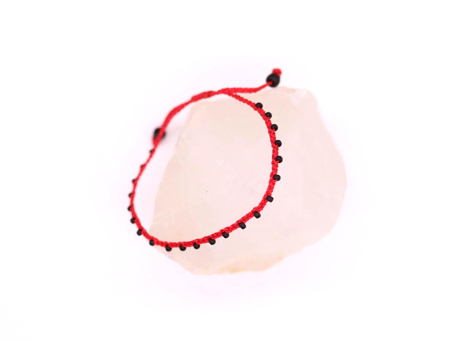 Red & Black Matte Beads, Bead Braided