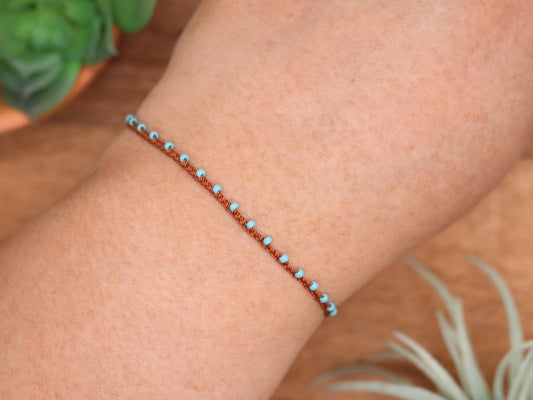 Caramel and Blue Turquoise, Bead Braided