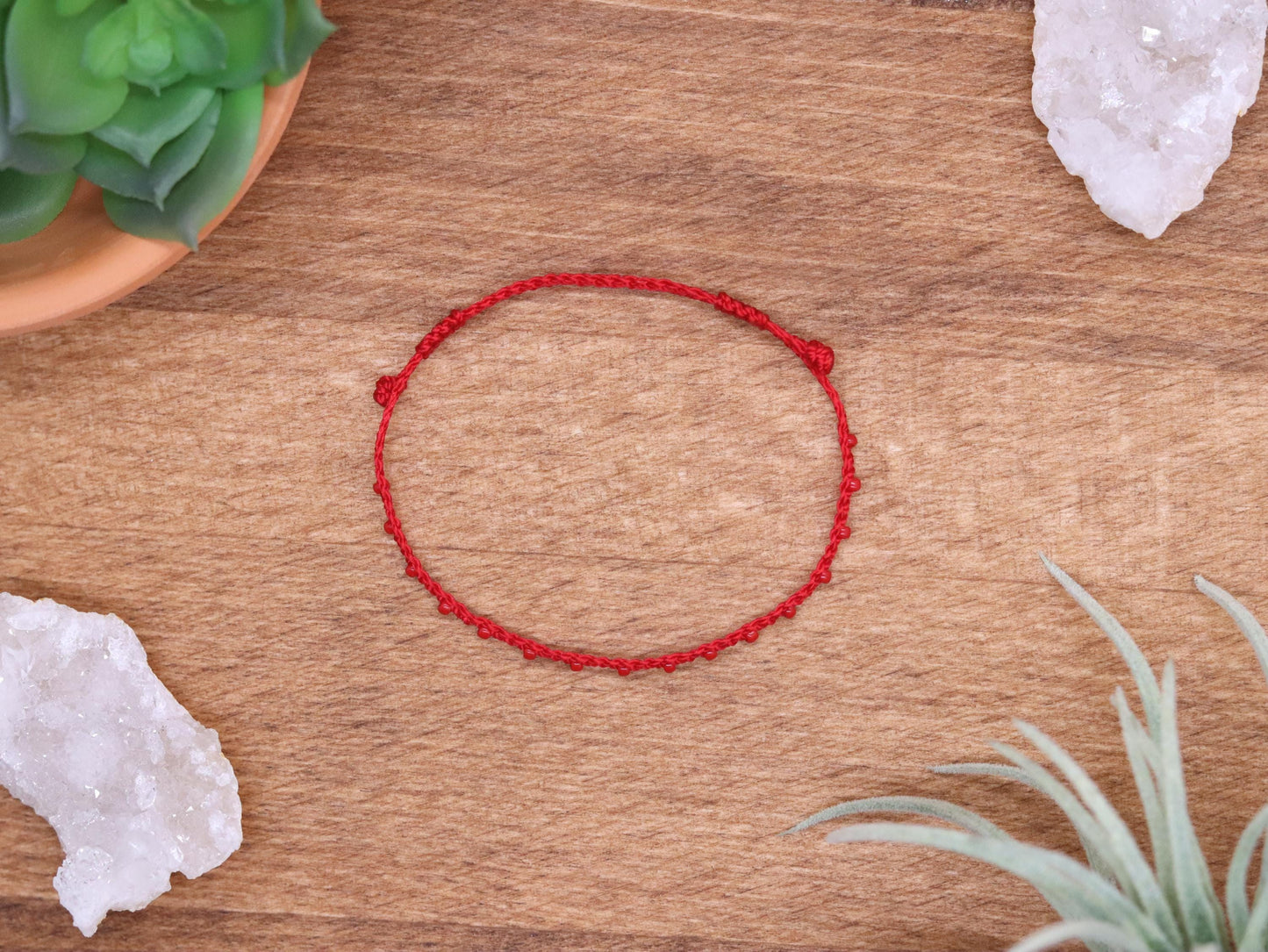 Red & Red Beads, Bead Braided