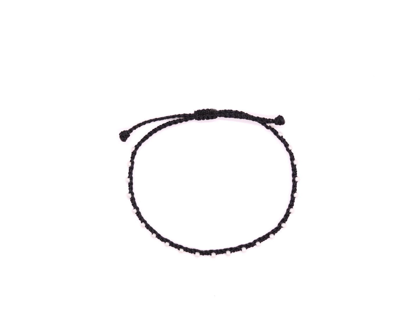 Black & Ivory Pearl Luster, Bead Braided