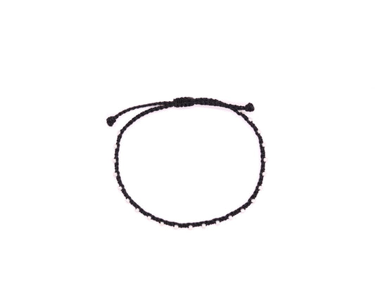 Black & Ivory Pearl Luster, Bead Braided