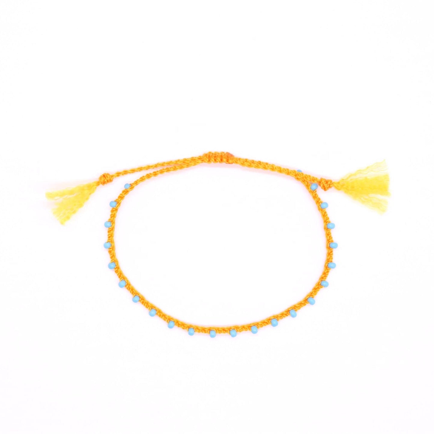 Tangerine & Sky Blue beads, Bead Braided