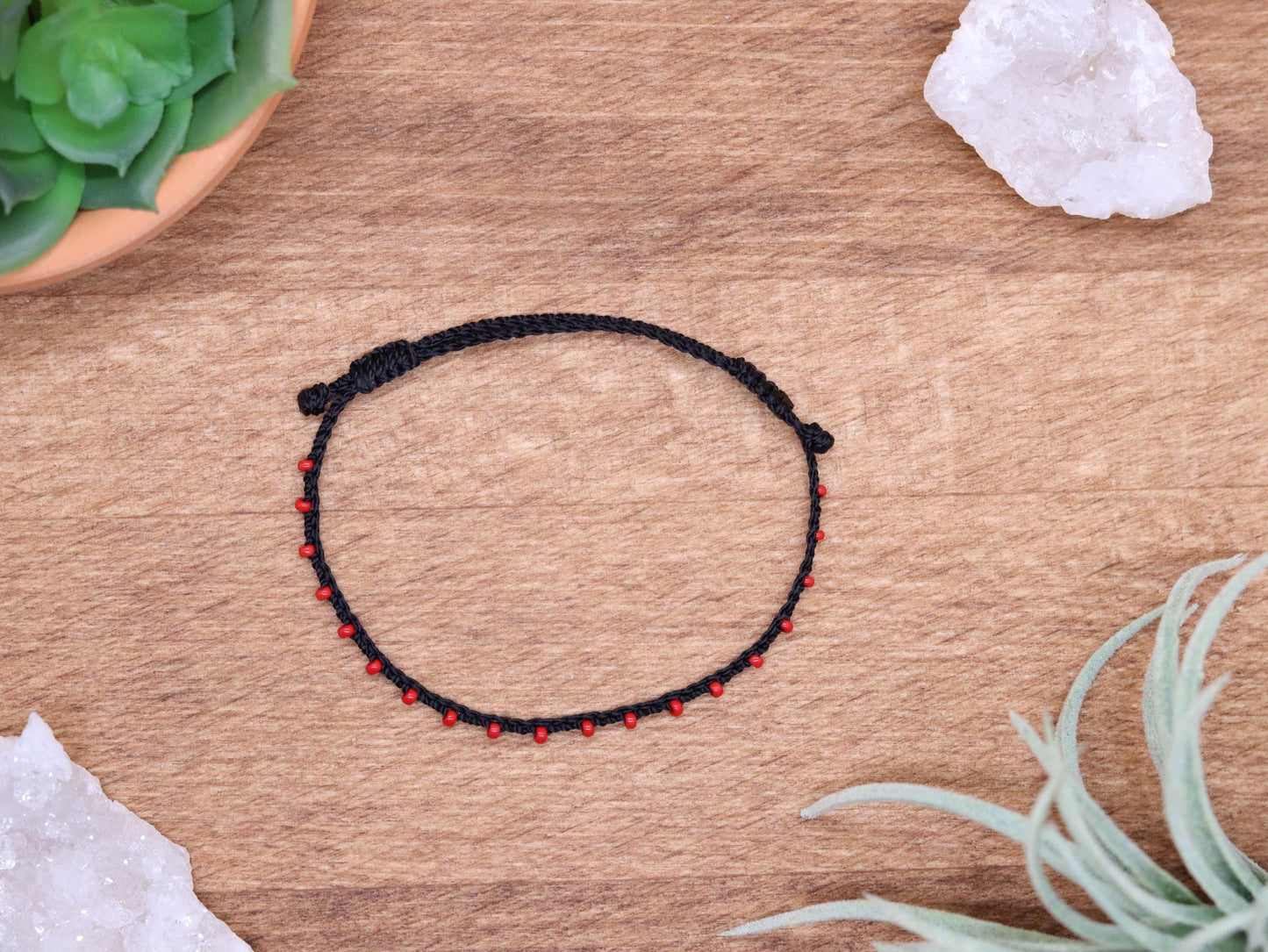 Black & Red, Bead Braided