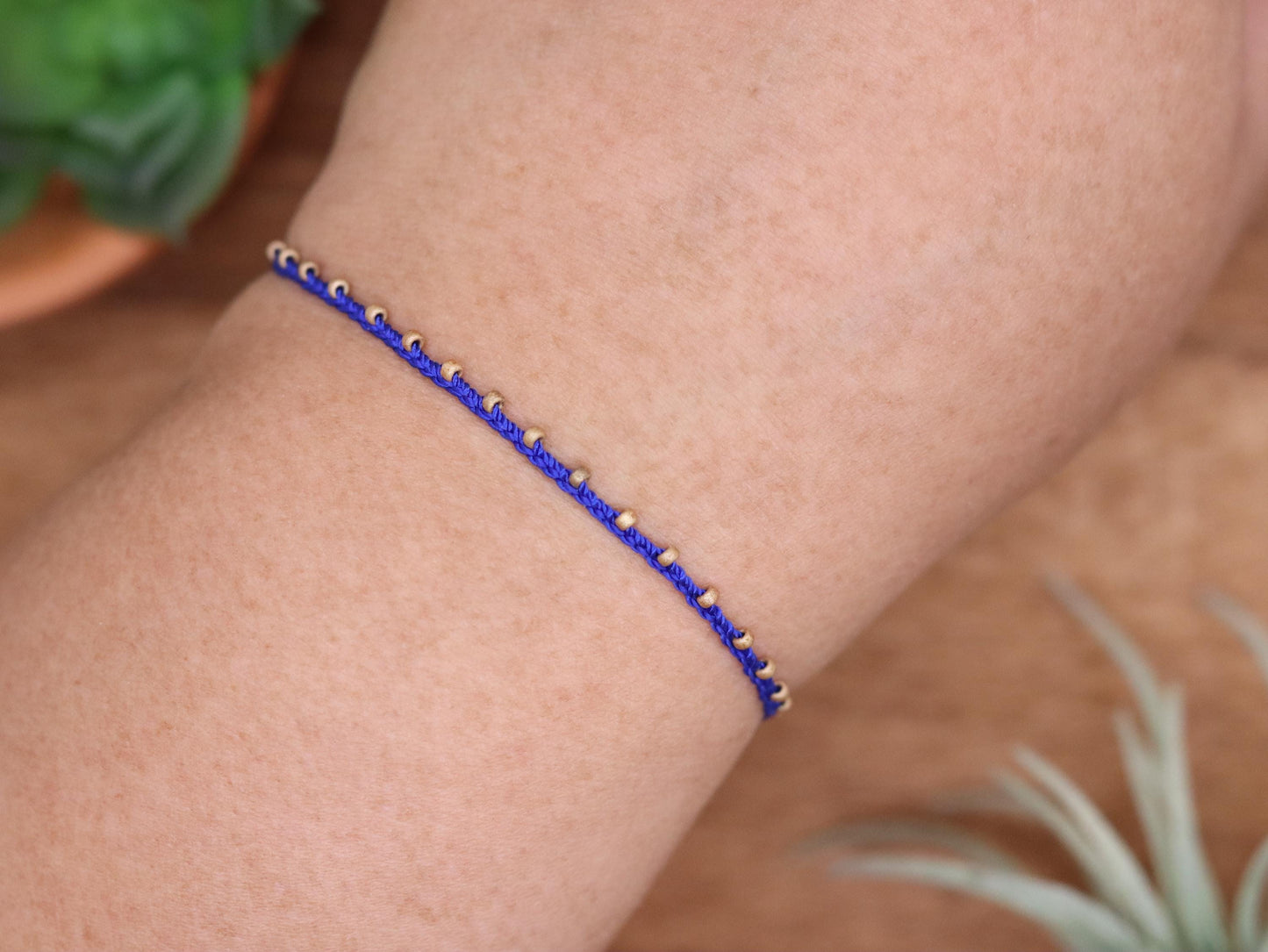 Royal Blue & Champagne, Bead Braided