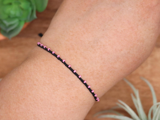 Black & Pink beads, Bead Braided