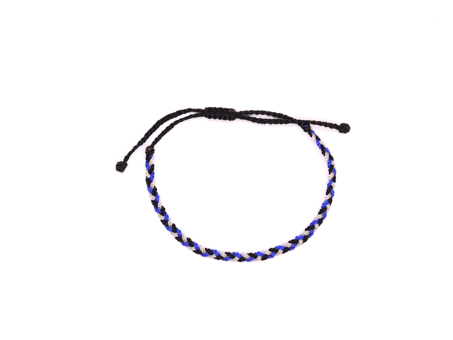 Black, Grey and Royal Blue, Chunky Flat Bracelet or Anklet