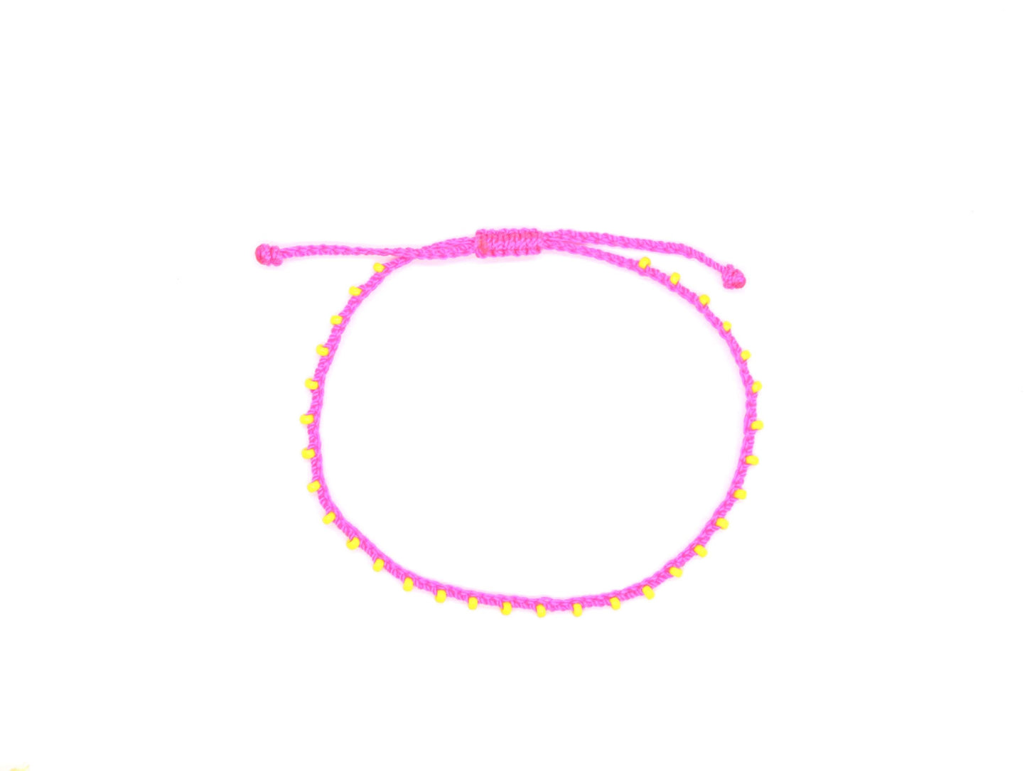 Neon Pink & Yellow, Bead Braided