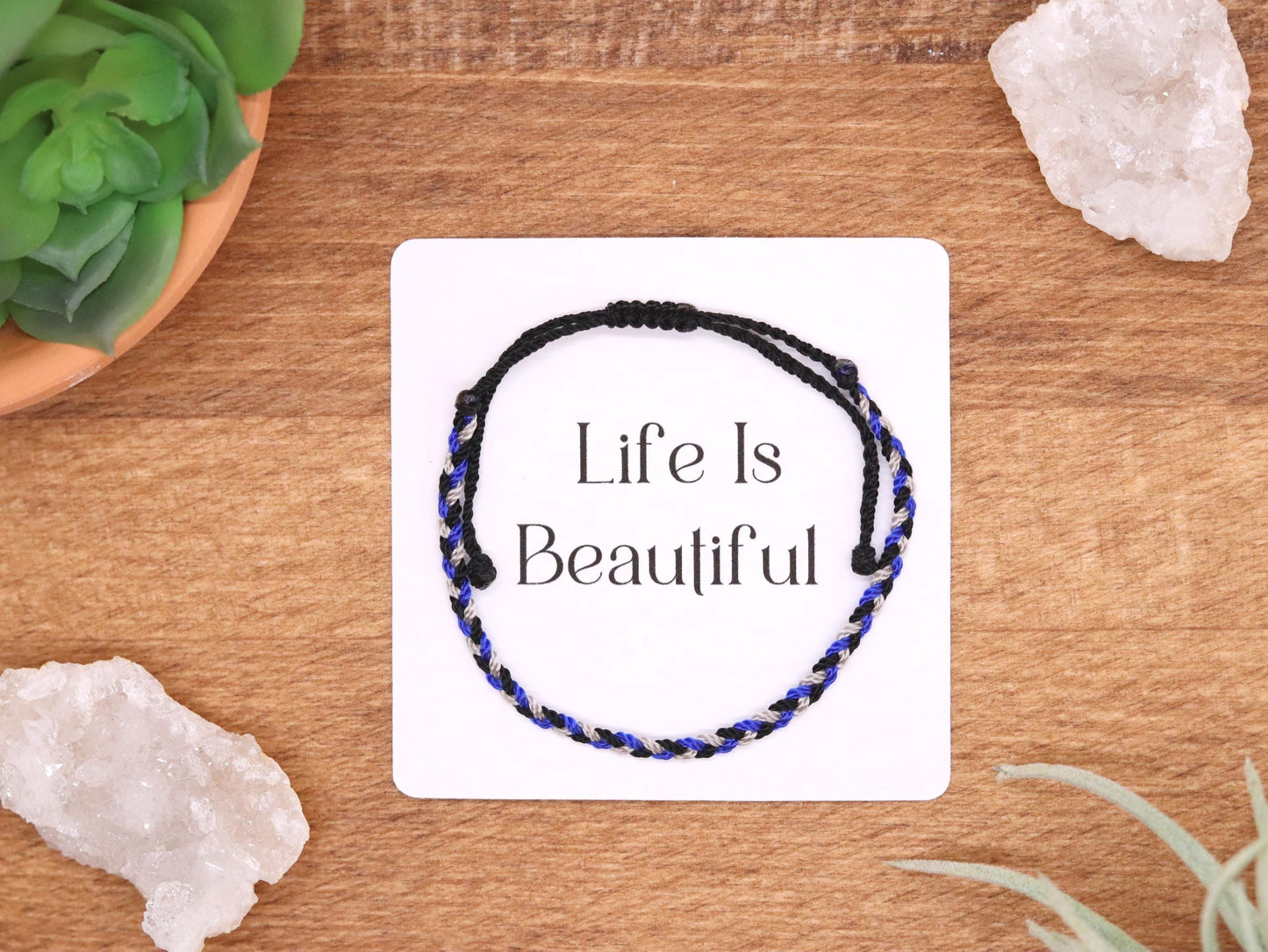 Black, Grey and Royal Blue, Chunky Flat Bracelet or Anklet