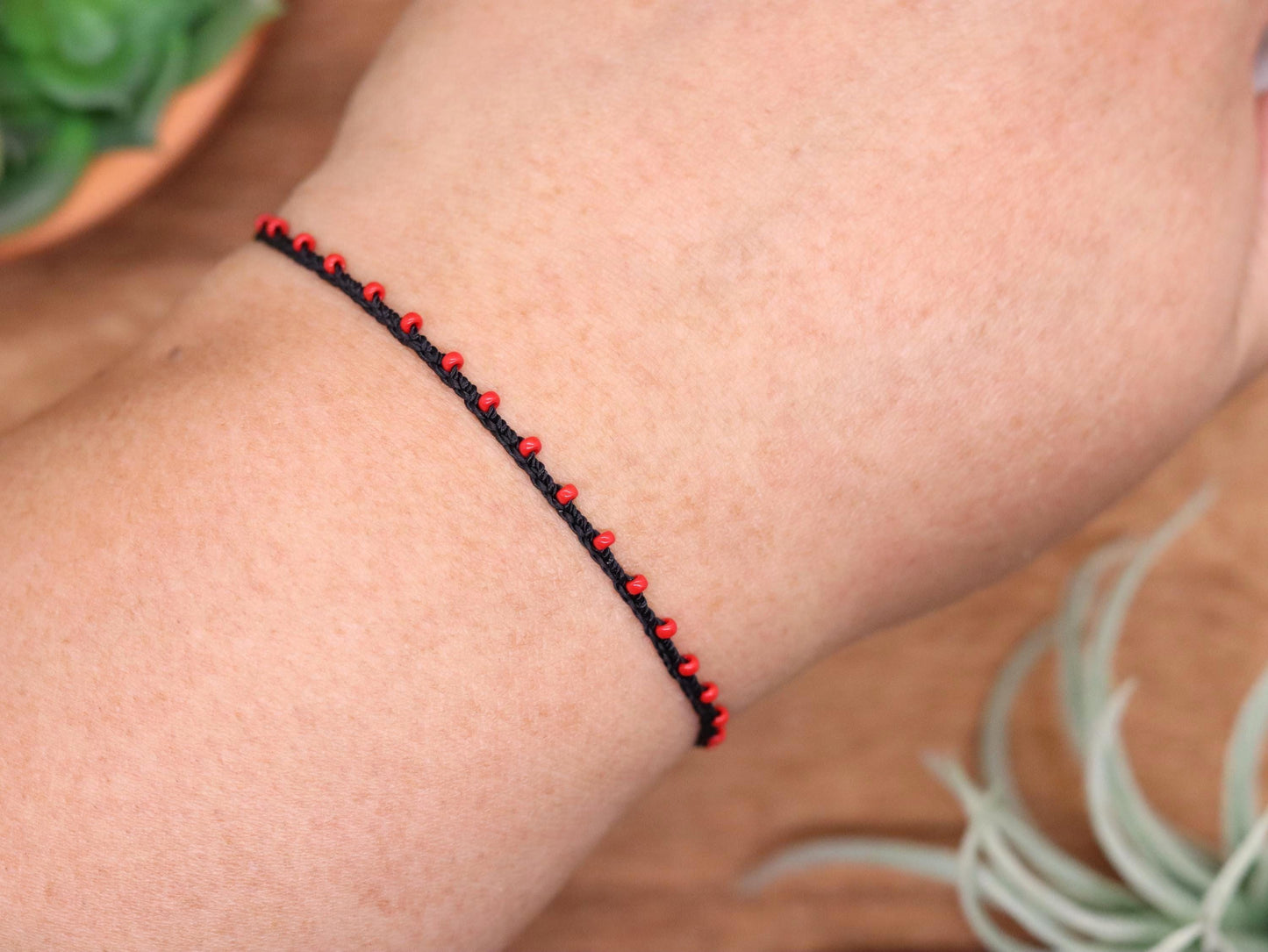 Black & Red, Bead Braided