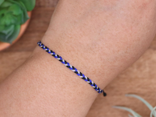 Black, Grey and Royal Blue, Chunky Flat Bracelet or Anklet