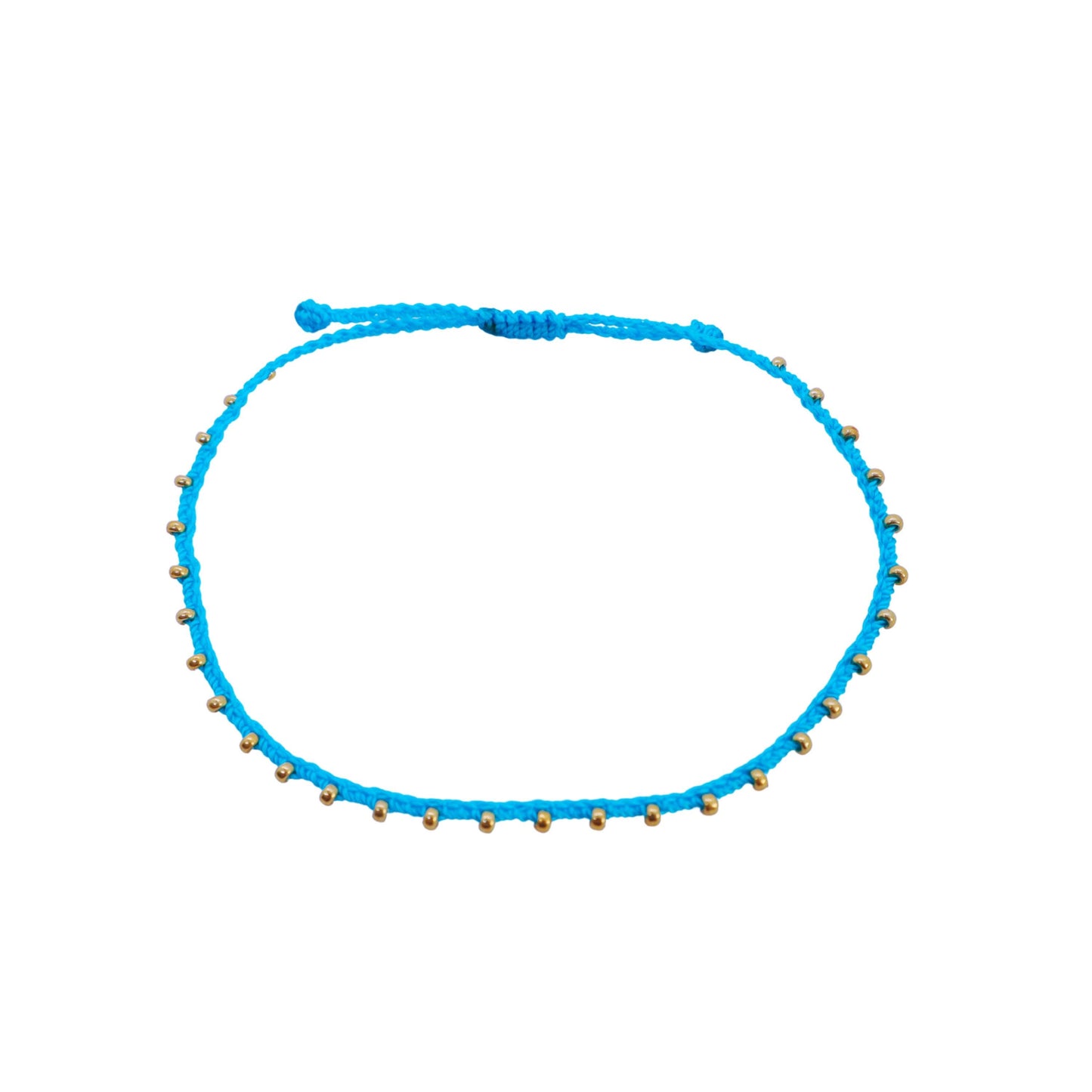 Turquoise with Gold Bead Braided Bracelet