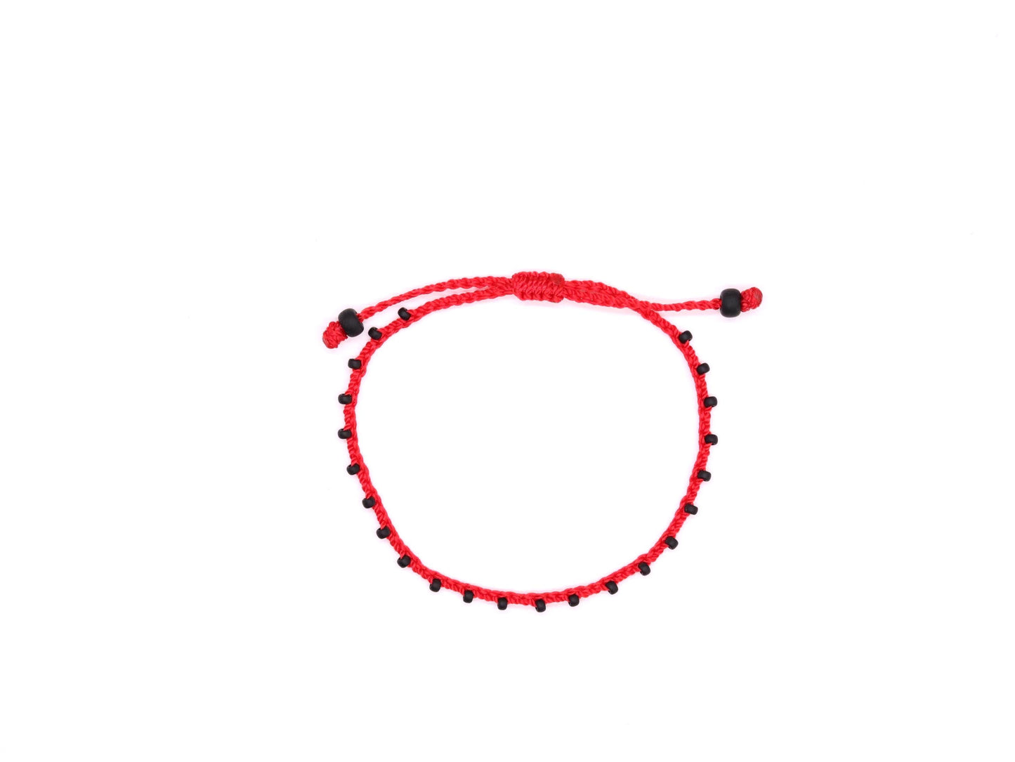 Red & Black Matte Beads, Bead Braided