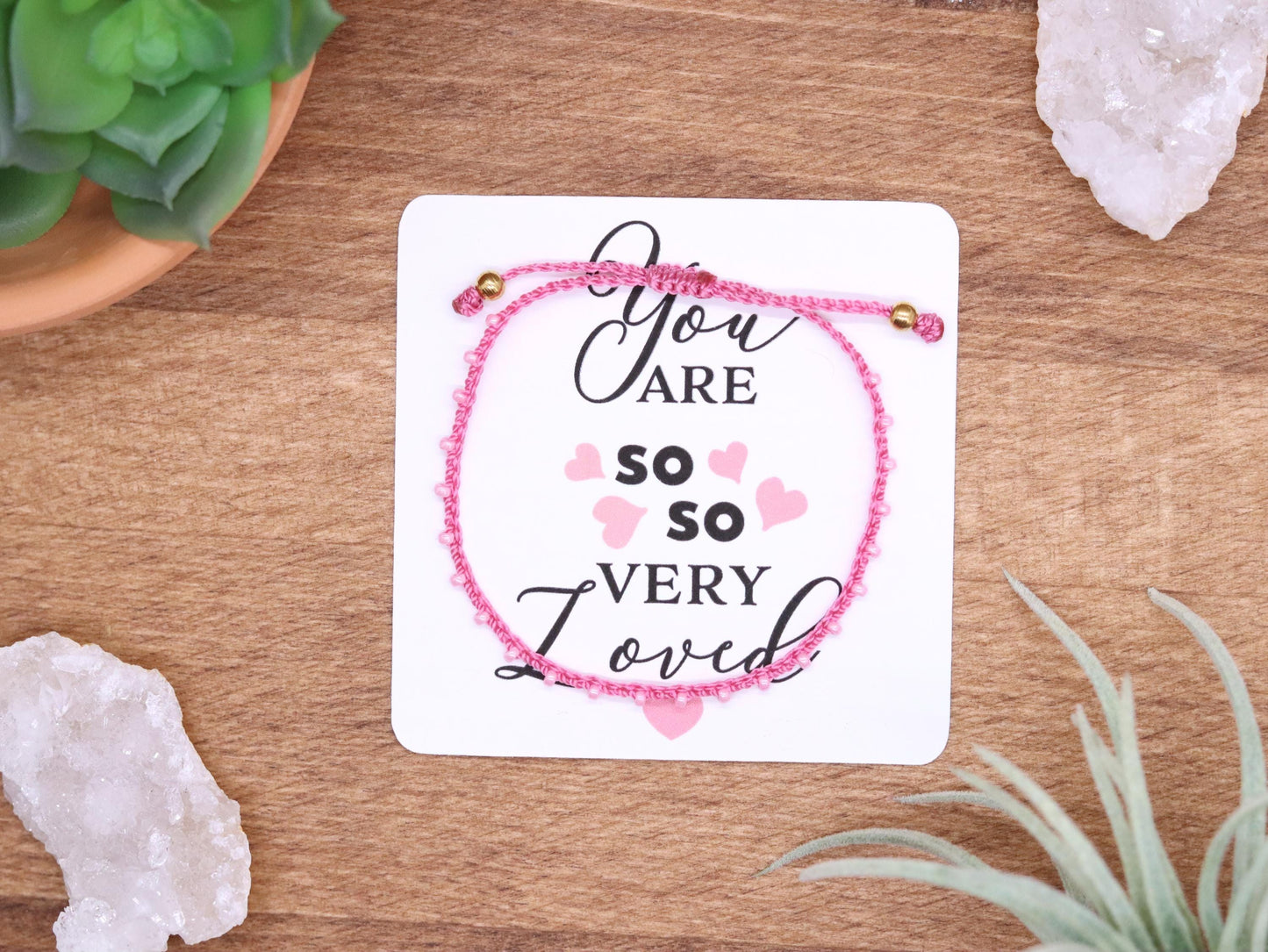 Soft Rose & Pink Luster, Bead Braided