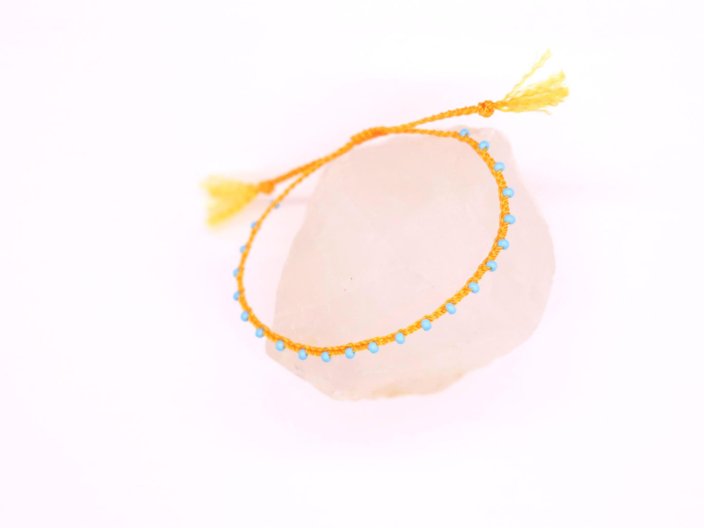 Tangerine & Sky Blue beads, Bead Braided