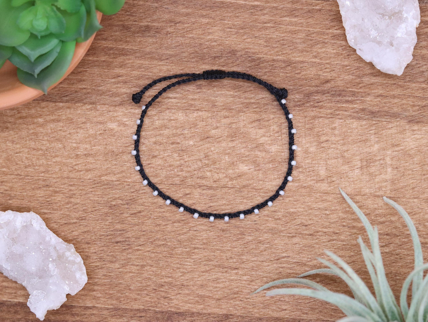 Black & Ivory Pearl Luster, Bead Braided