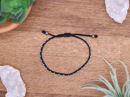 Black & Light Blue, Bead Braided