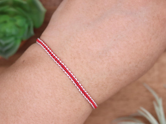 Red, White and Black cord, Regular Flat Macrame